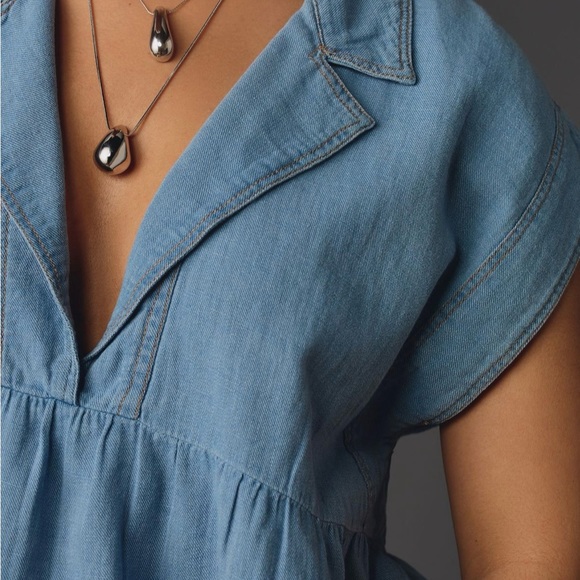 Anthropologie Pilcro Sailor Denim Babydoll Blouse NWT! - Picture 8 of 14